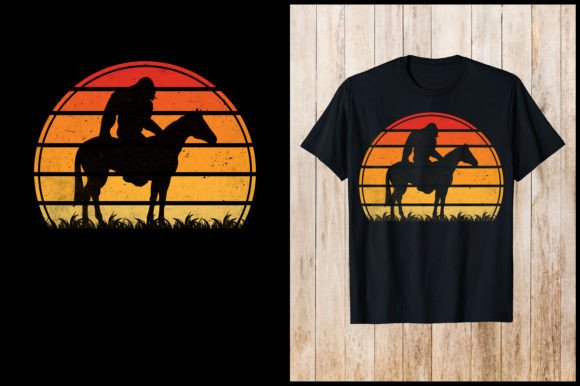Bigfoot and Horse Retro Vintage T-shirt