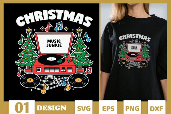 Retro Christmas Music Junkie SVG Review