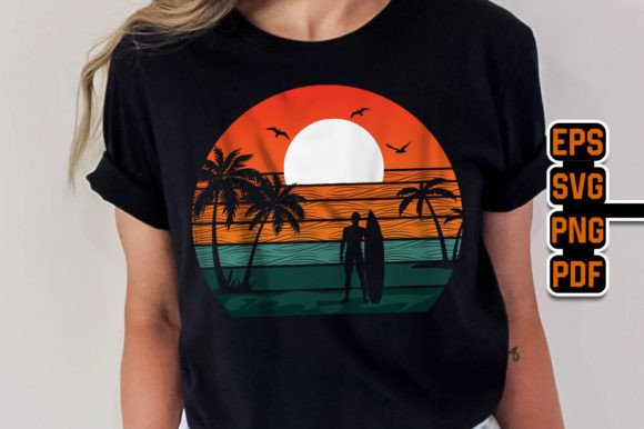 Surfing Vintage Retro T-Shirt Design