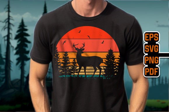 Unique Deer Retro Sunset Vintage T-Shirt